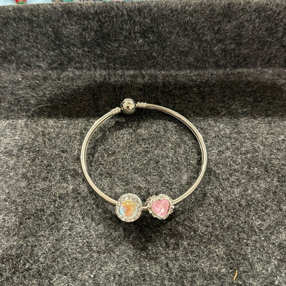 Silver Bangle With Charms